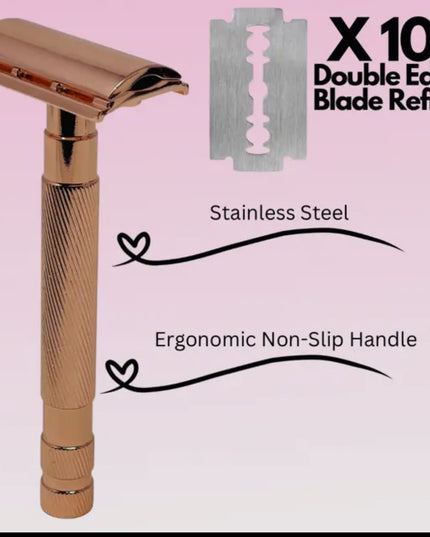 Women Rose Gold De Razor For Women Include Case and Blades