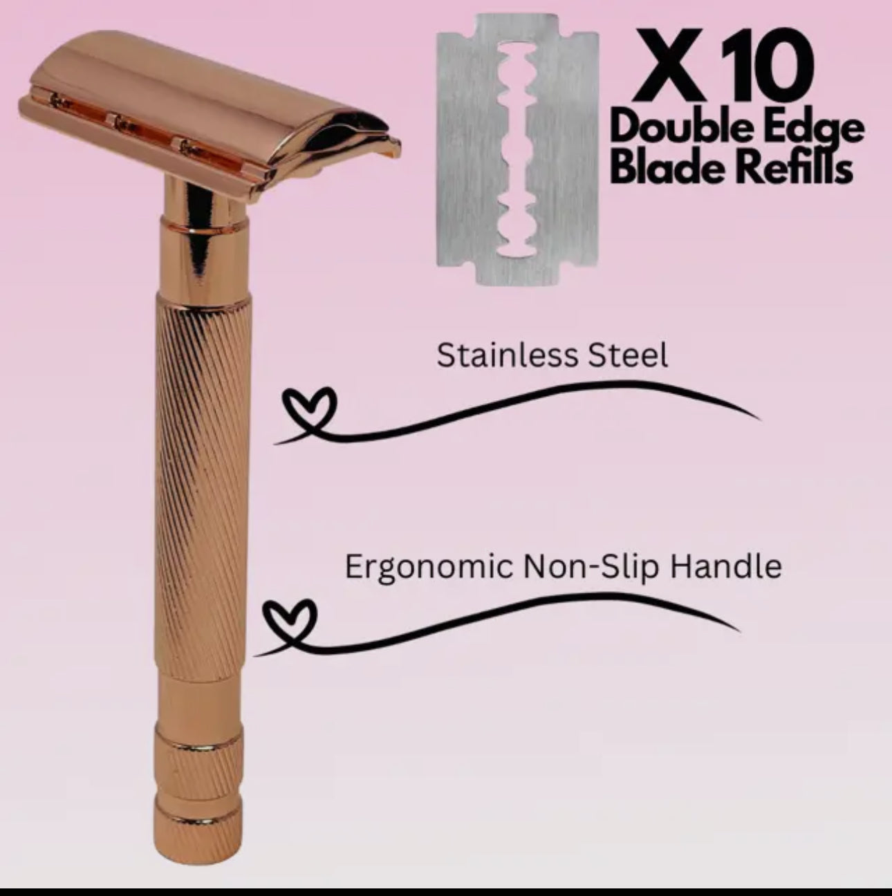 Women Rose Gold De Razor For Women Include Case and Blades