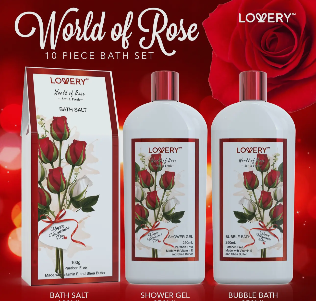 Red Rose Bath and Body Set