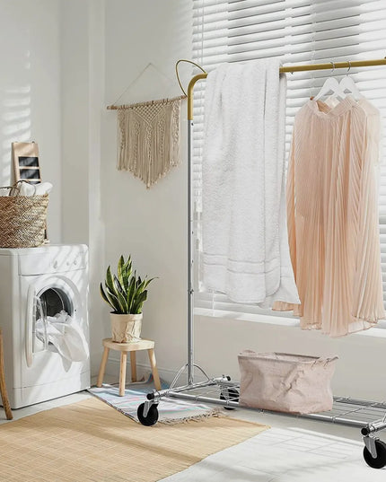 Clothes Garment Rack Hanging Clothes Rack with Shelves, Heig