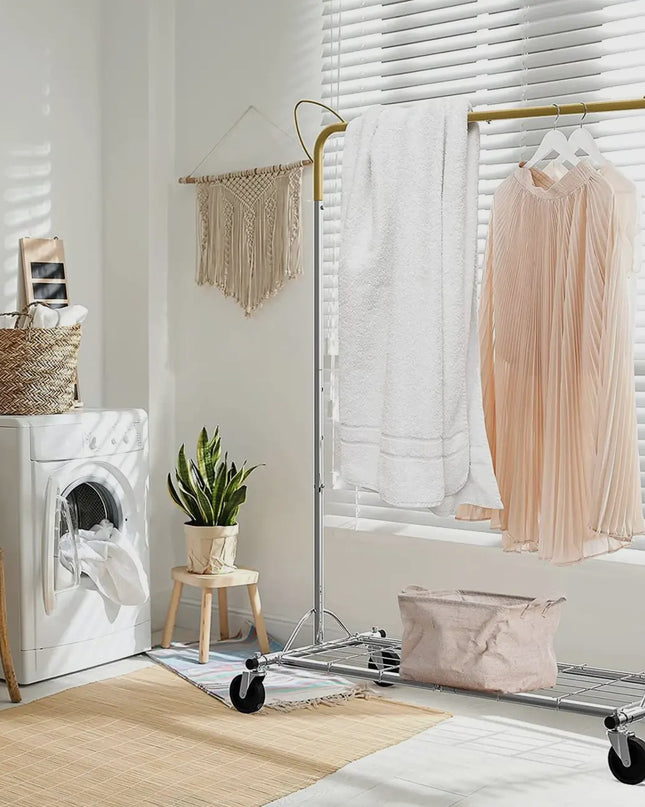 Clothes Garment Rack Hanging Clothes Rack with Shelves, Heig