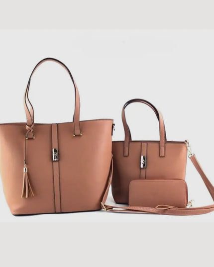 3-in-1 Large Tote-Crossbody Bag-Wallet Set