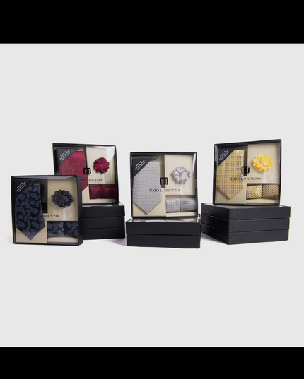 Pattern Necktie, Hanky & Lapel Pin Box Set
