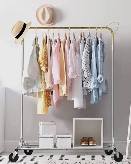 Clothes Garment Rack Hanging Clothes Rack with Shelves, Heig