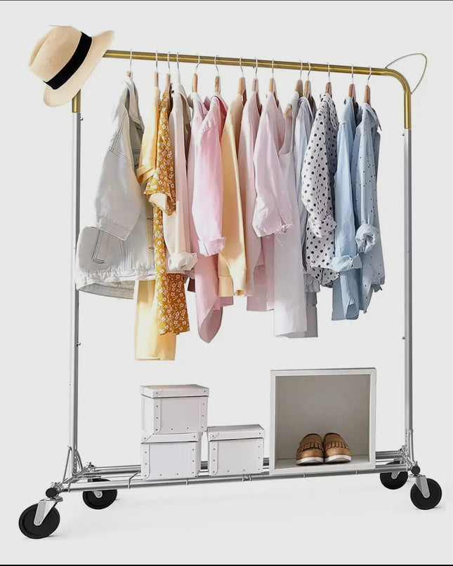 Clothes Garment Rack Hanging Clothes Rack with Shelves, Heig