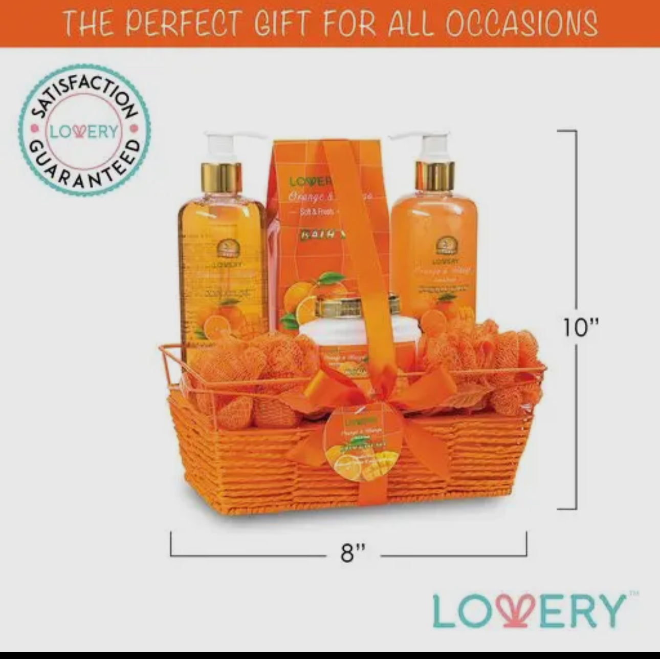 Home Spa Gift Basket in Orange Mango, Bath and Body Care Kit