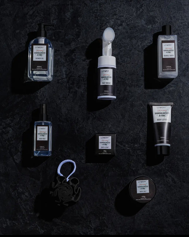 Luxury Spa Kit For Men, Sandalwood Oak Scented Bath Gift Set