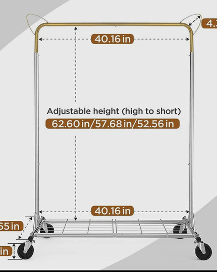 Clothes Garment Rack Hanging Clothes Rack with Shelves, Heig