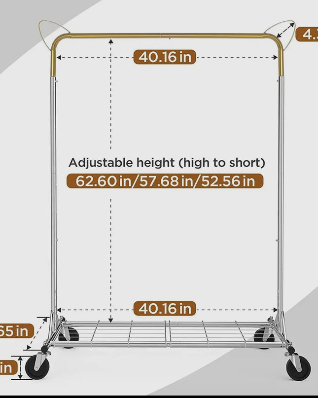 Clothes Garment Rack Hanging Clothes Rack with Shelves, Heig