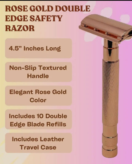 Women Rose Gold De Razor For Women Include Case and Blades