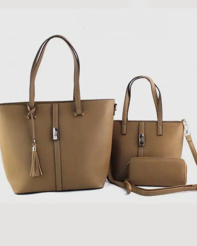 3-in-1 Large Tote-Crossbody Bag-Wallet Set