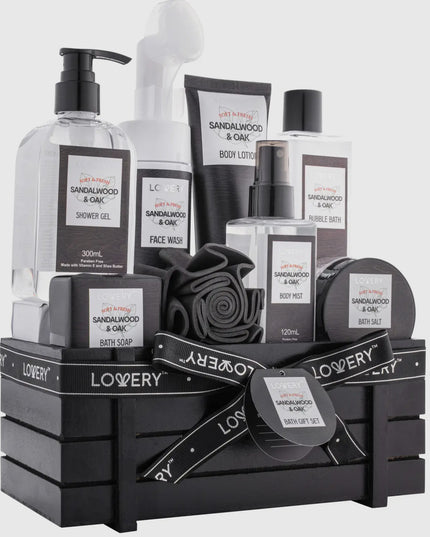 Luxury Spa Kit For Men, Sandalwood Oak Scented Bath Gift Set