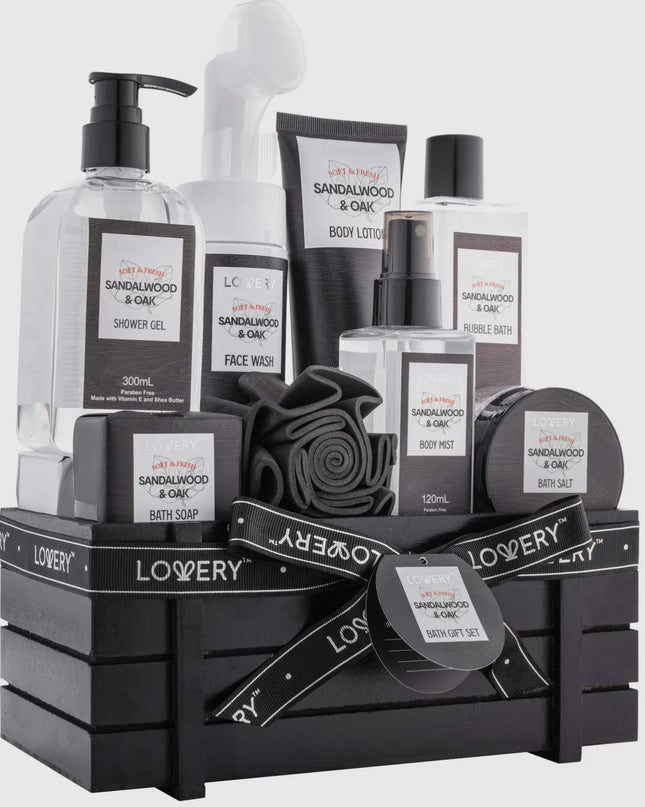 Luxury Spa Kit For Men, Sandalwood Oak Scented Bath Gift Set