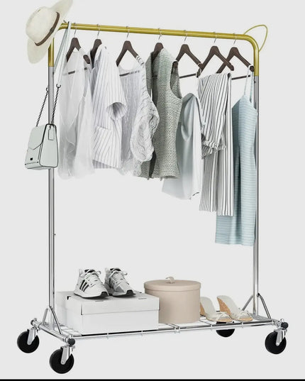 Clothes Garment Rack Hanging Clothes Rack with Shelves, Heig