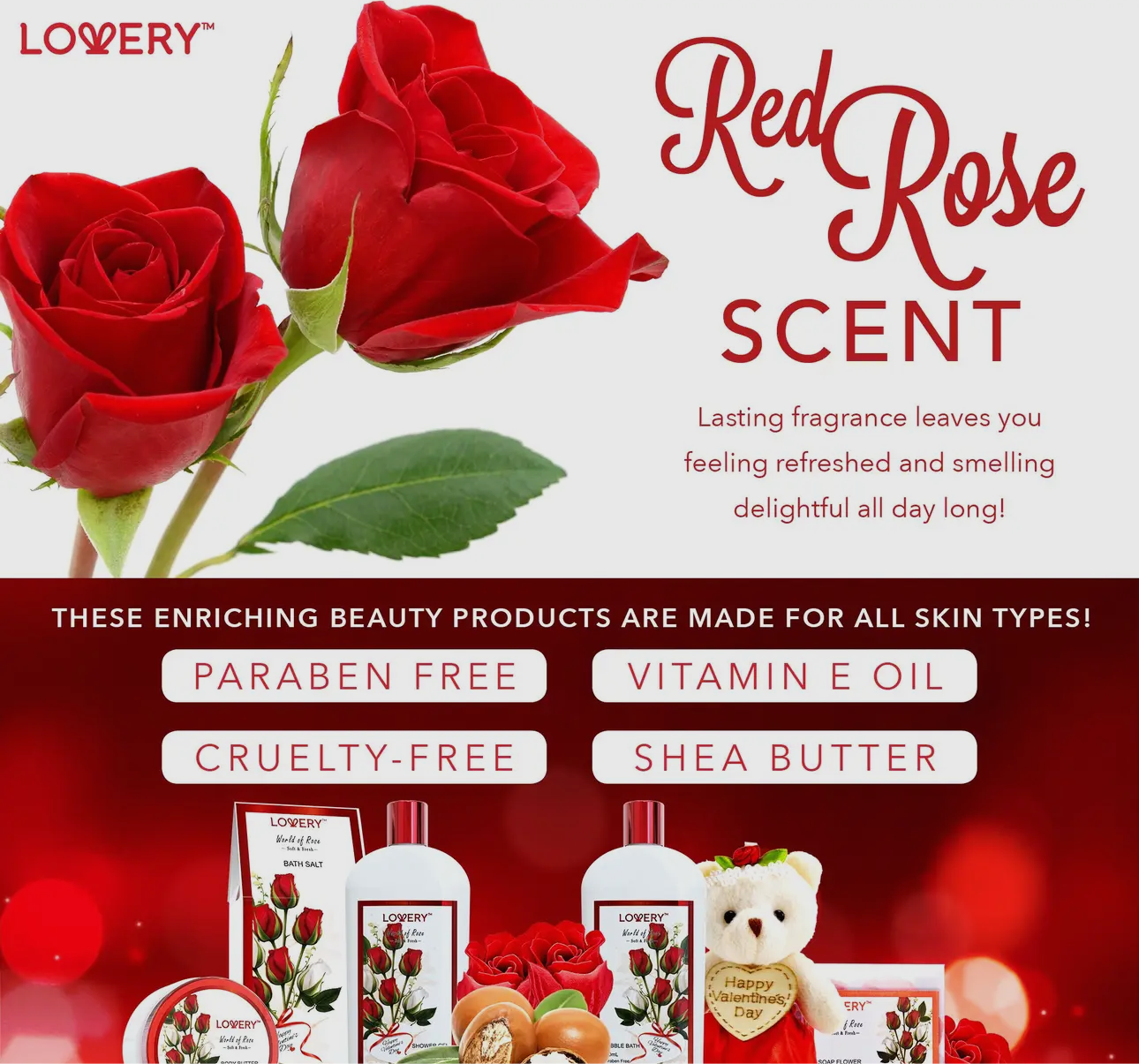 Red Rose Bath and Body Set