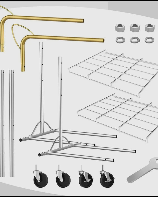 Clothes Garment Rack Hanging Clothes Rack with Shelves, Heig
