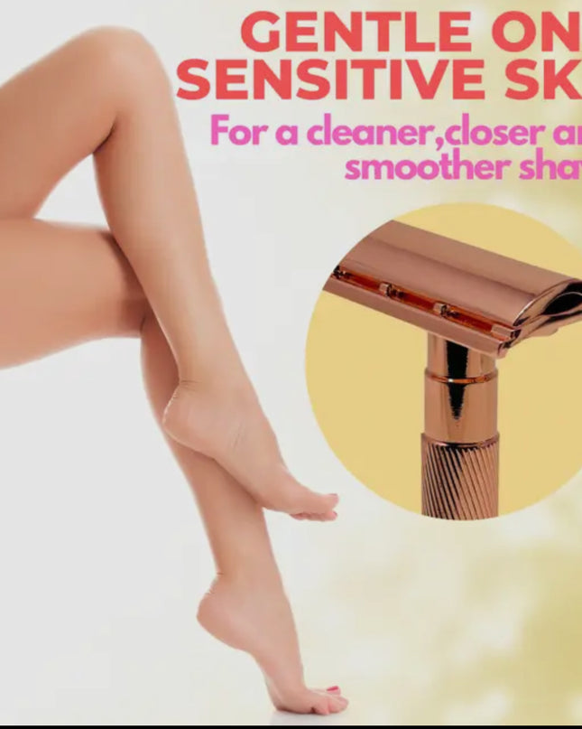 Women Rose Gold De Razor For Women Include Case and Blades