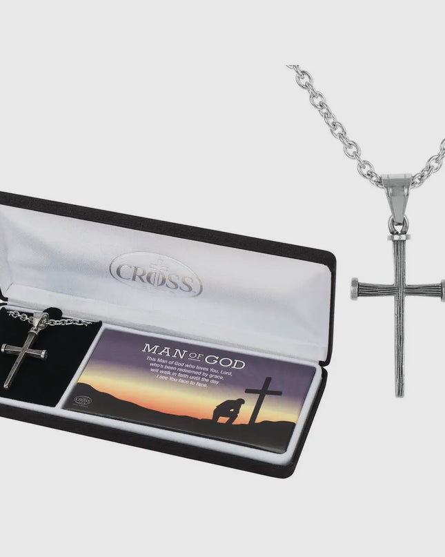 Man of God Necklace Cross Stainless Steel
