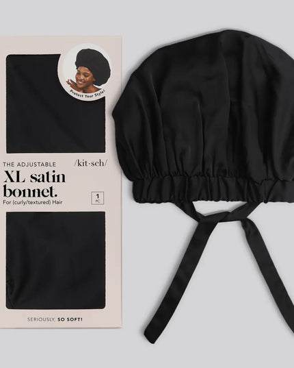 Satin Sleep XI Adjustable Bonnet - Black