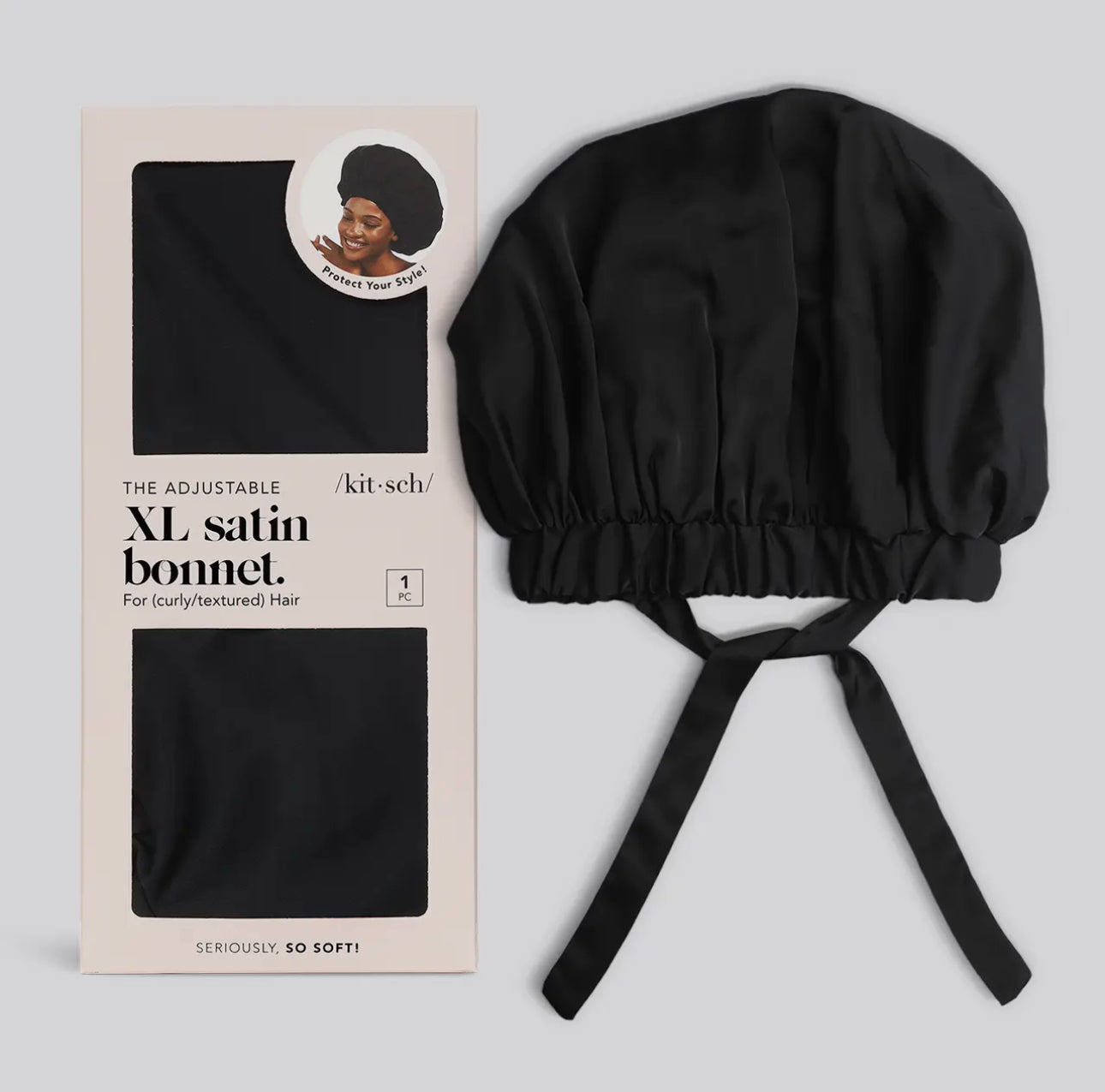 Satin Sleep XI Adjustable Bonnet - Black